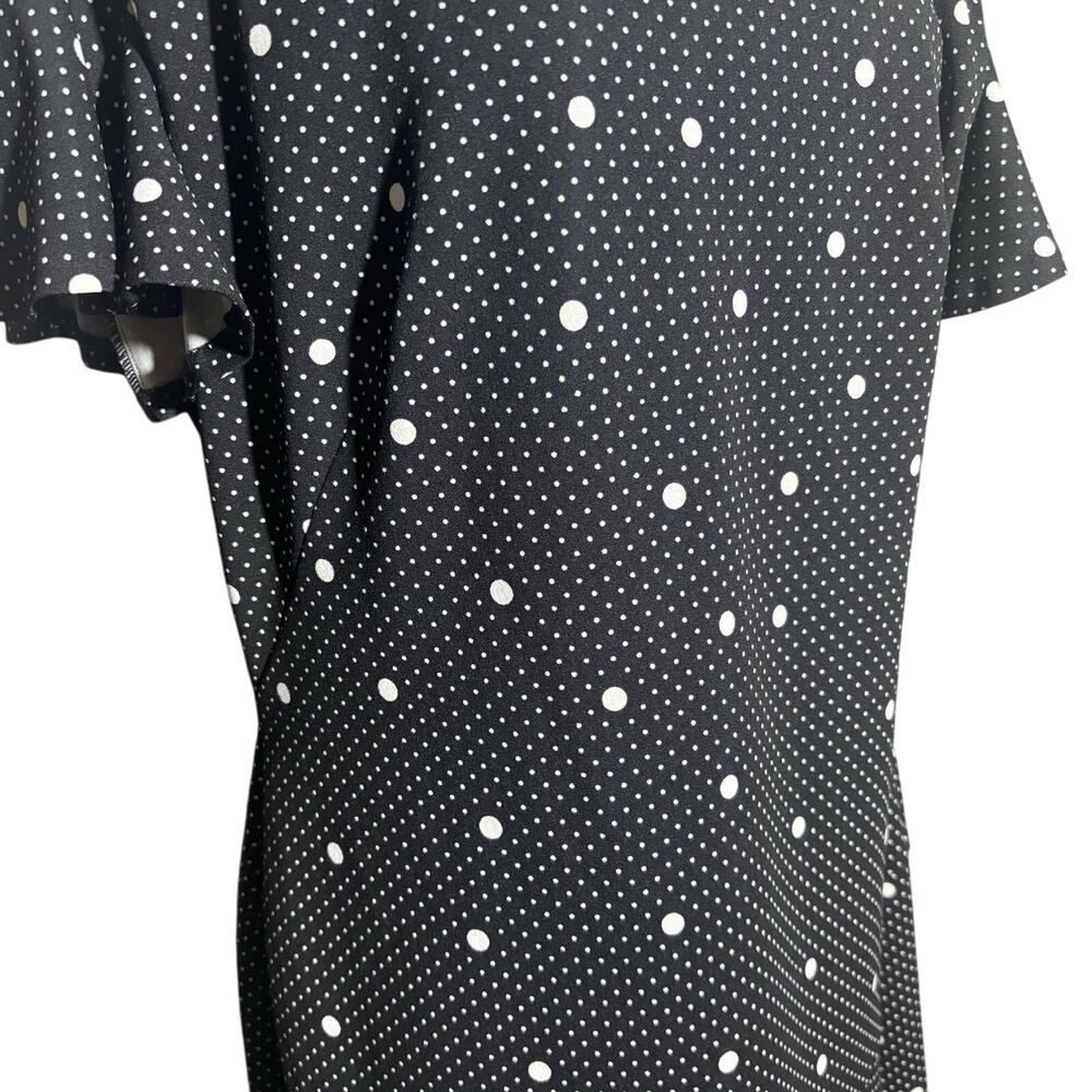 Lauren Ralph Lauren Dress 14 Bias-Cut Ruffled Sleeves & Hem Polka Dot Feminine - Picture 5 of 13